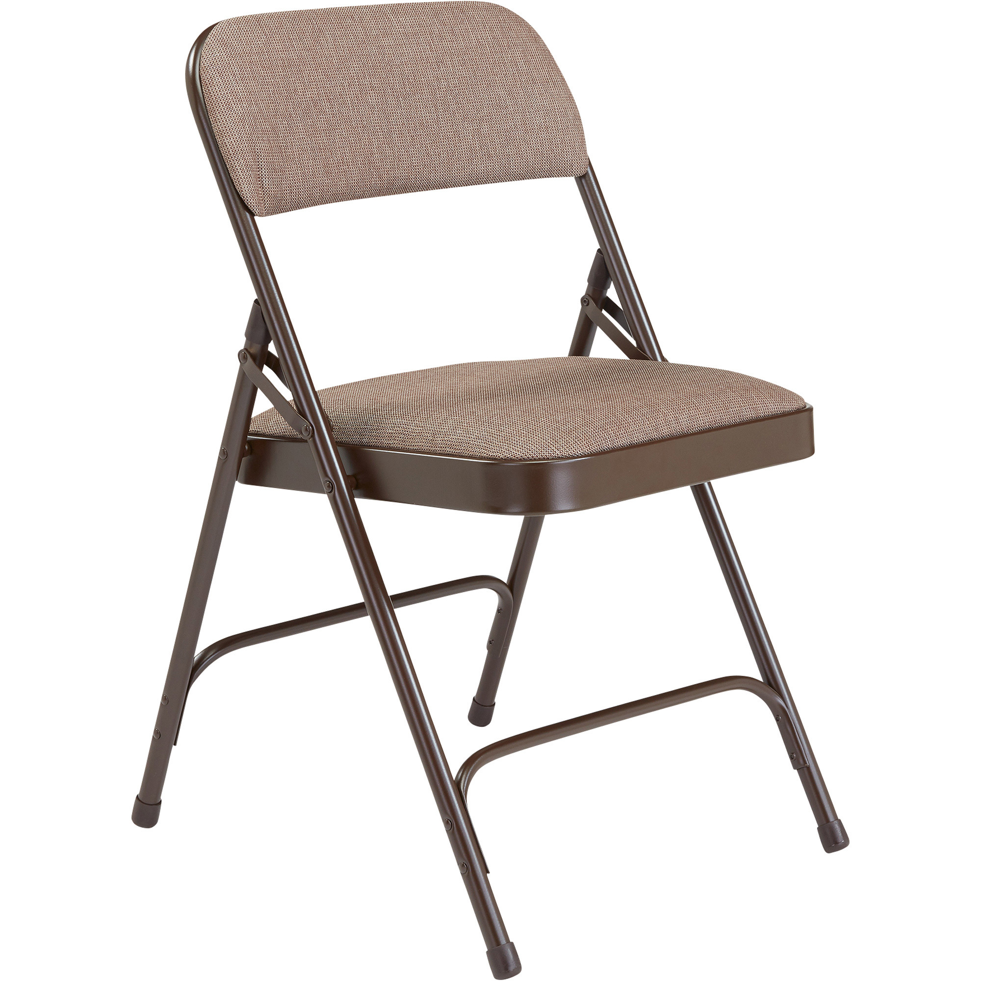 National Public Seating Steel Folding Chairs with Fabric Padded Seat and Back, Set of 4, Walnut/Brown, Model# 2207
